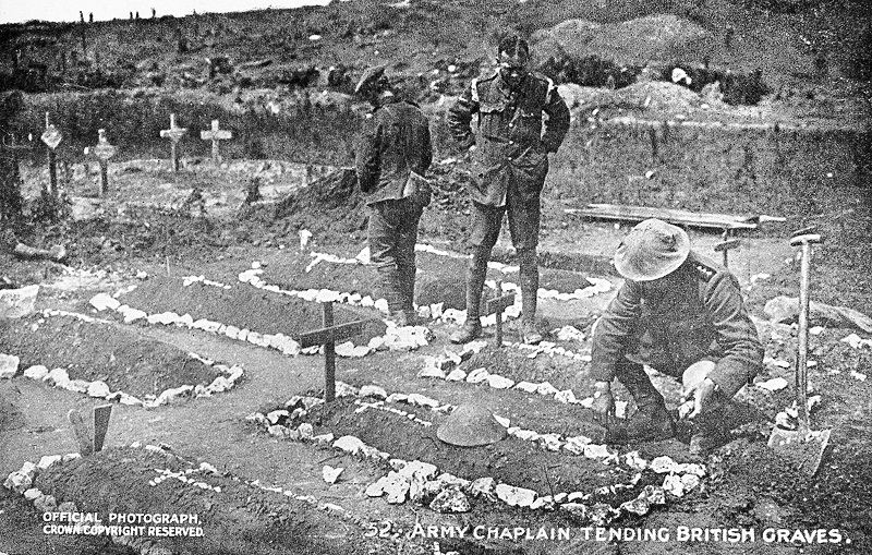 Army Chaplain tending British graves.