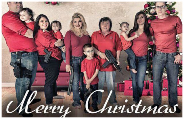 Michele-Fiore-and-Relatives-Pose-With-Guns-for-Family-Christmas-Photo